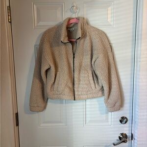 American Eagle Outfitters Cream Teddy Jacket
